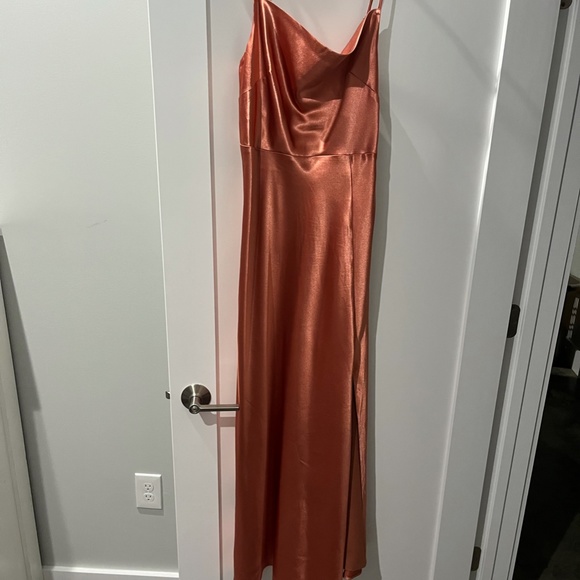 Long Satin Terracotta BridesMaid Dress - Picture 2 of 5